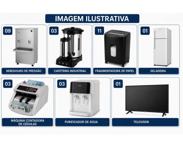 Foto de BRASILIA/DF - Lote composto por sucatas de equipamentos de Copa, Escritório e Audiovisual, Compostos por Bebedouros de Pressão, Cafeteiras Industriais, Fragmentadoras de Papel, Geladeira, Máquinas Contadoras de Cédulas, Purificadores de Água e Televisor